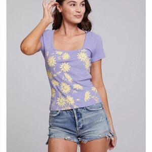 NWT Chaser Painted Daisies Sambuco Tee Lavender size S
